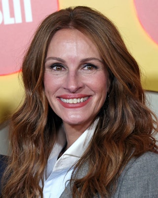 Julia Roberts, who told Stephen Colbert her secret to a successful marriage, attended the premiere o...