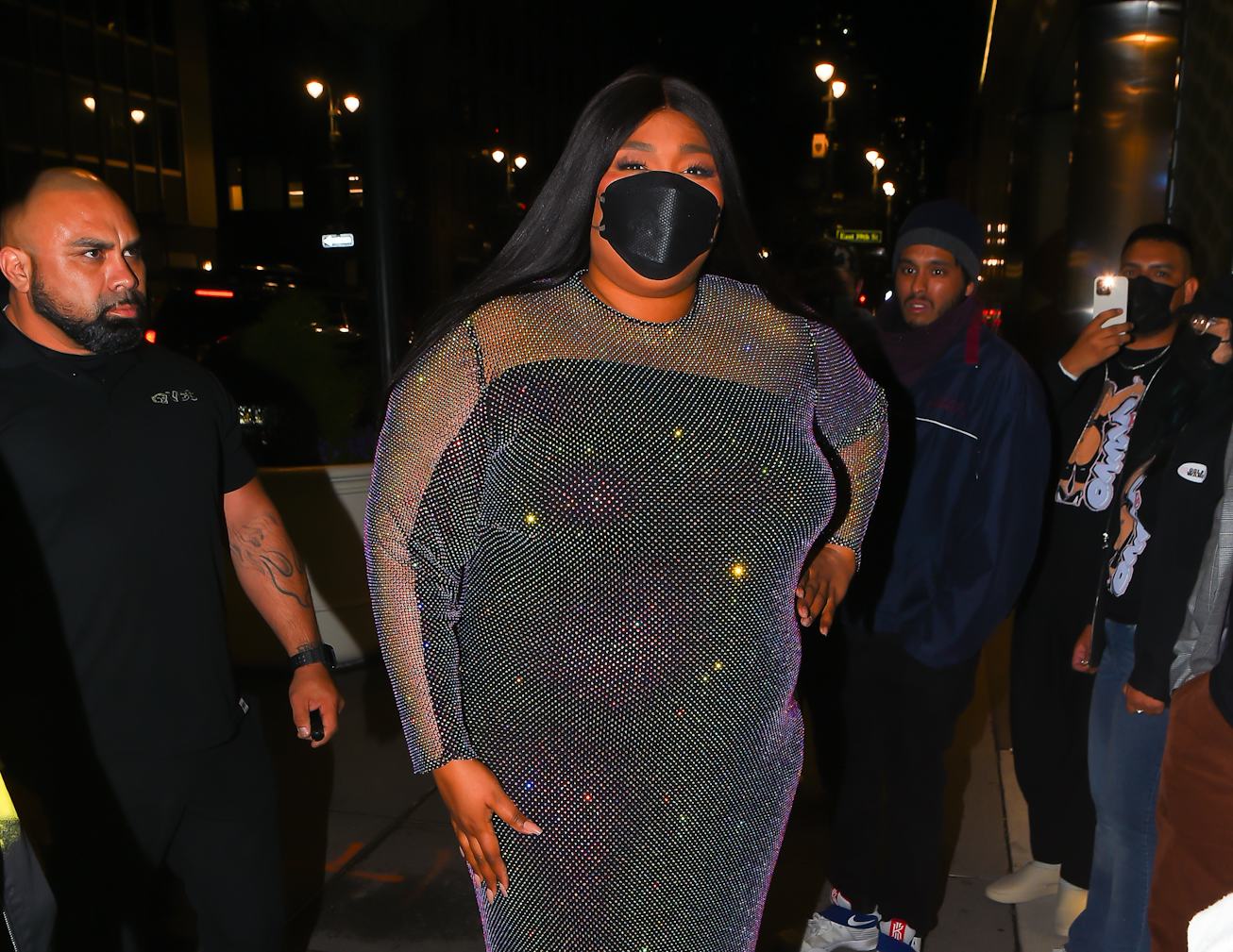 NEW YORK, NEW YORK - APRIL 16: Lizzo arrives to the SNL after party in Manhattan on April 16, 2022 i...