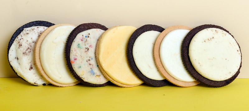 (Boston, MA 04/29/15)  Studio shot shows the filling of several varieties of Oreo cookies (LTOR) Meg...