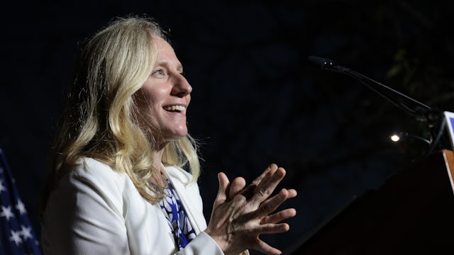 RICHMOND, VIRGINIA - OCTOBER 15: Rep. Abigail Spanberger (D-VA) speaks at a rally for former Virgini...