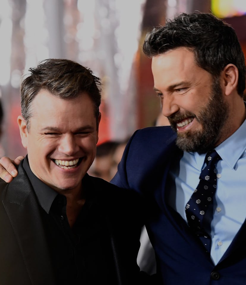 HOLLYWOOD, CA - JANUARY 09:  Actors Matt Damon (L) and Ben Affleck arrive at the Premiere Of Warner ...