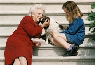Former First Lady Barbara Bush and grandaughter Barbara Bush, age nine. The grown-up Barbara says he...