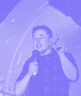 Elon Musk, co-founder and chief executive officer of Tesla Inc., speaks during an unveiling event fo...