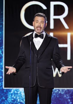 LOS ANGELES, CALIFORNIA - MARCH 13: Jimmy Kimmel speaks onstage during the 27th Annual Critics Choic...