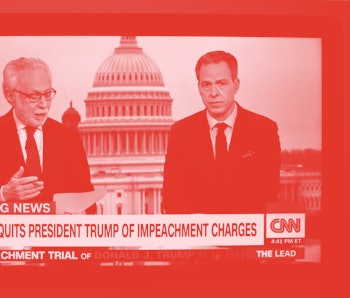 FEBRUARY 5, 2020: A television screen shot during live CNN coverage of the President Donald Trump im...