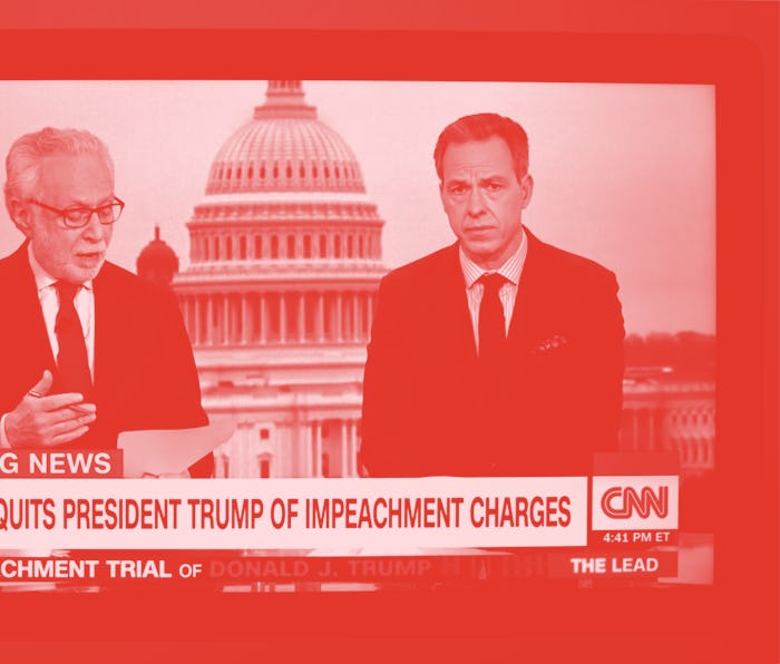 FEBRUARY 5, 2020: A television screen shot during live CNN coverage of the President Donald Trump im...