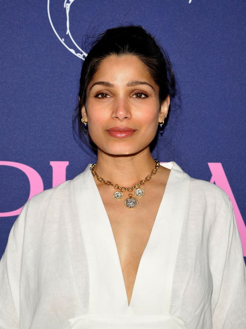 LOS ANGELES, CALIFORNIA - APRIL 12: Actress Freida Pinto arrives at Rupi Kaur World Tour Secret Sho...