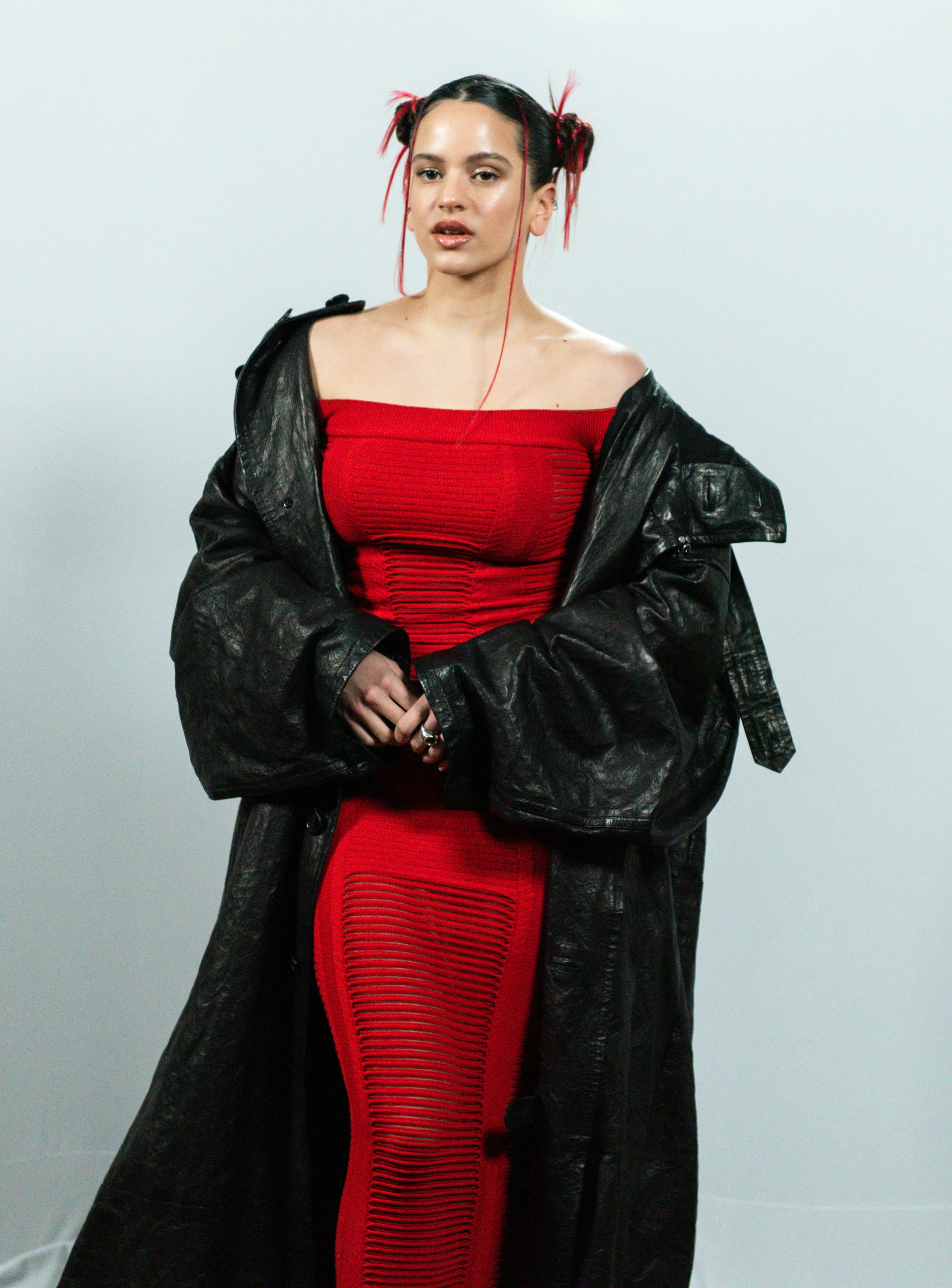 MADRID, SPAIN - MARCH 17: The singer, Rosalia, poses during the presentation of her album 'Motomami'...