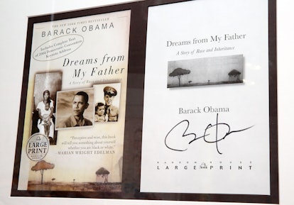 NEW YORK, NY - SEPTEMBER 29:  A signed copy of Barack Obama's book 'Dreams From My Father'  is on di...