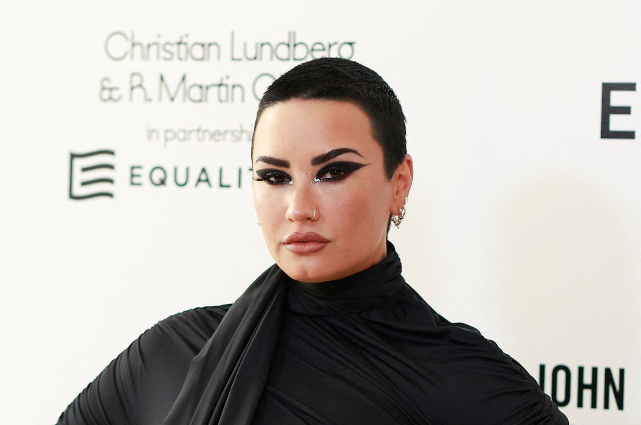 US singer Demi Lovato attends the 30th annual Elton John AIDS Foundation 94th Oscars Viewing Party i...