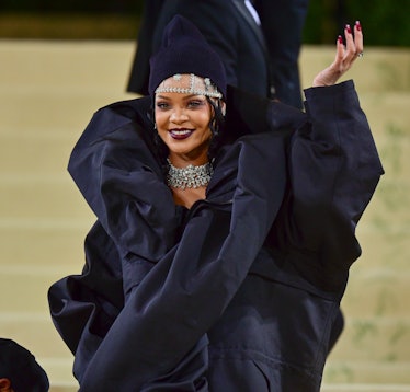 Rihanna arrives to the 2021 Met Gala Celebrating In America: A Lexicon Of Fashion 