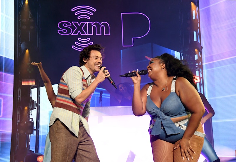 MIAMI BEACH, FLORIDA - JANUARY 30: (L-R) Harry Styles and Lizzo perform an exclusive concert for the...