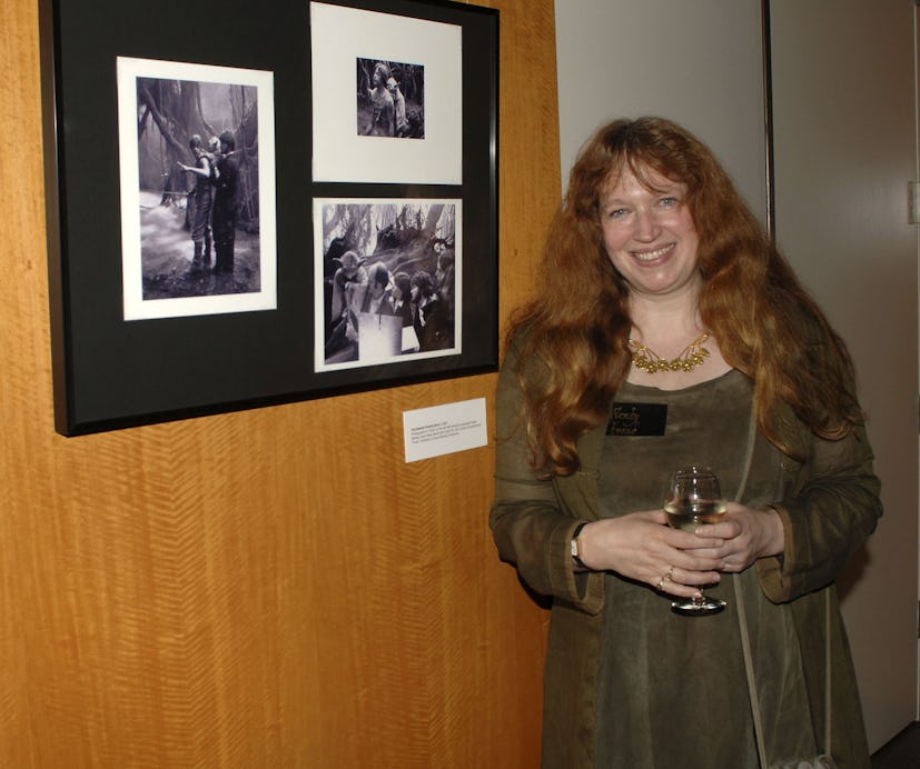 Dollmaker Wendy Froud posing next to her picture at a special 20th anniversary screening of "Labyrin...