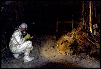 The Elephants Foot of the Chernobyl disaster. In the immediate aftermath of the meltdown, a few minu...