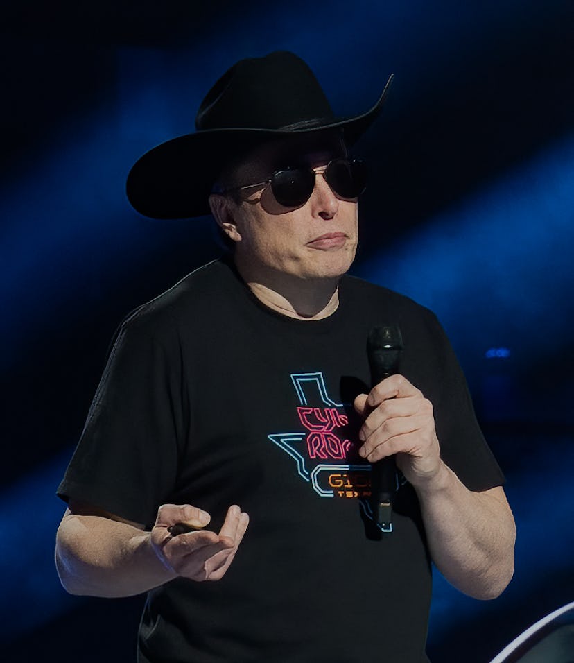 CEO of Tesla Motors Elon Musk speaks at the Tesla Giga Texas manufacturing "Cyber Rodeo" grand openi...