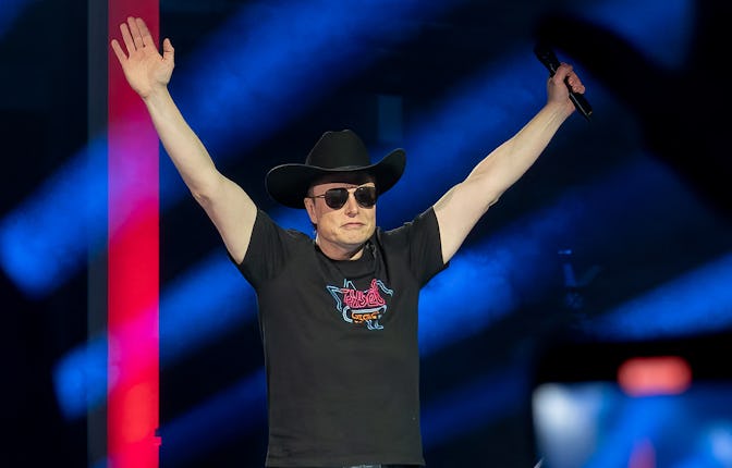 CEO of Tesla Motors Elon Musk speaks at the Tesla Giga Texas manufacturing "Cyber Rodeo" grand openi...