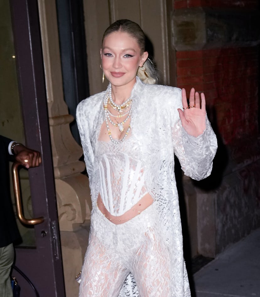 Gigi Hadid in Dion Lee for her 27th birthday