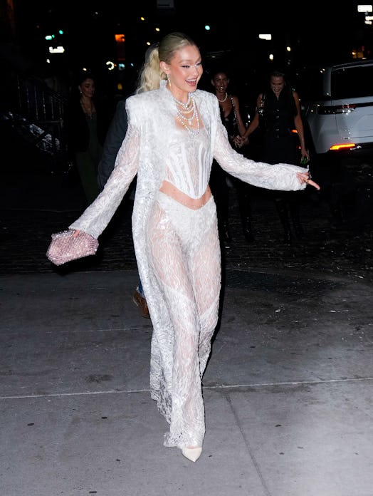 Gigi Hadid in Dion Lee for her 27th birthday