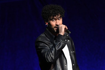 Puerto Rican rapper Benito Antonio Martinez Ocasio, aka Bad Bunny, speaks during Sony Pictures Enter...