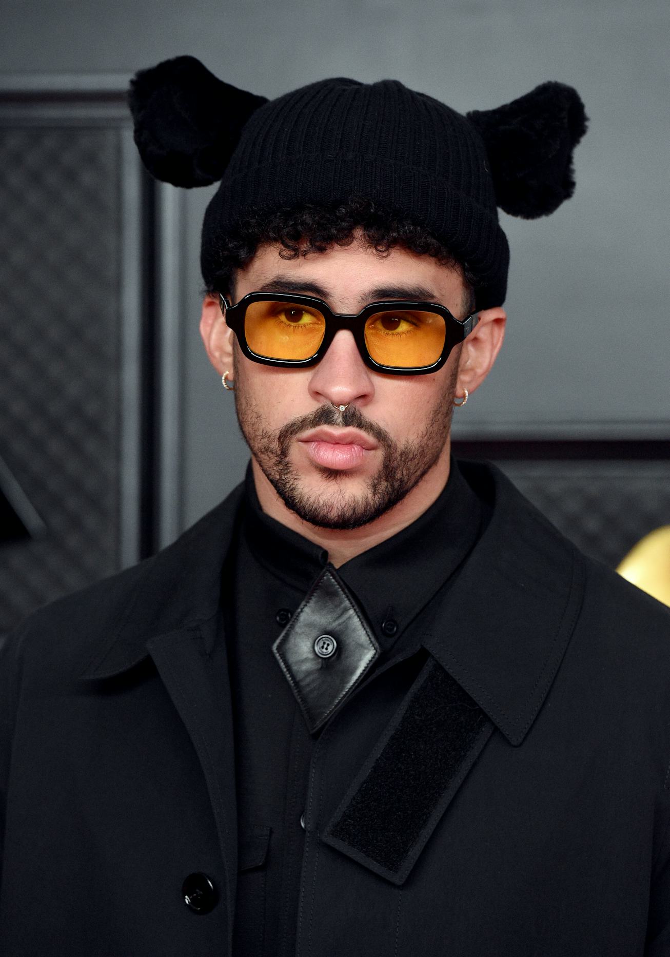 LOS ANGELES, CALIFORNIA - MARCH 14: Bad Bunny attends the 63rd Annual GRAMMY Awards at Los Angeles C...