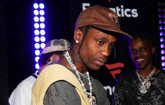 CULVER CITY, CALIFORNIA - FEBRUARY 12: Travis Scott attends Fanatics Super Bowl Party on February 12...