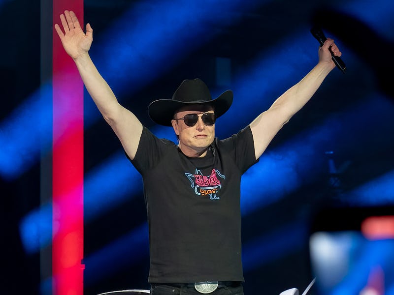 CEO of Tesla Motors Elon Musk speaks at the Tesla Giga Texas manufacturing "Cyber Rodeo" grand openi...