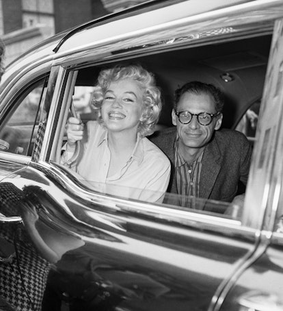 (Original Caption) 6/26/1959-New York, NY: Marilyn Monroe and Arthur Miller leaving Lenox Hill Hospi...