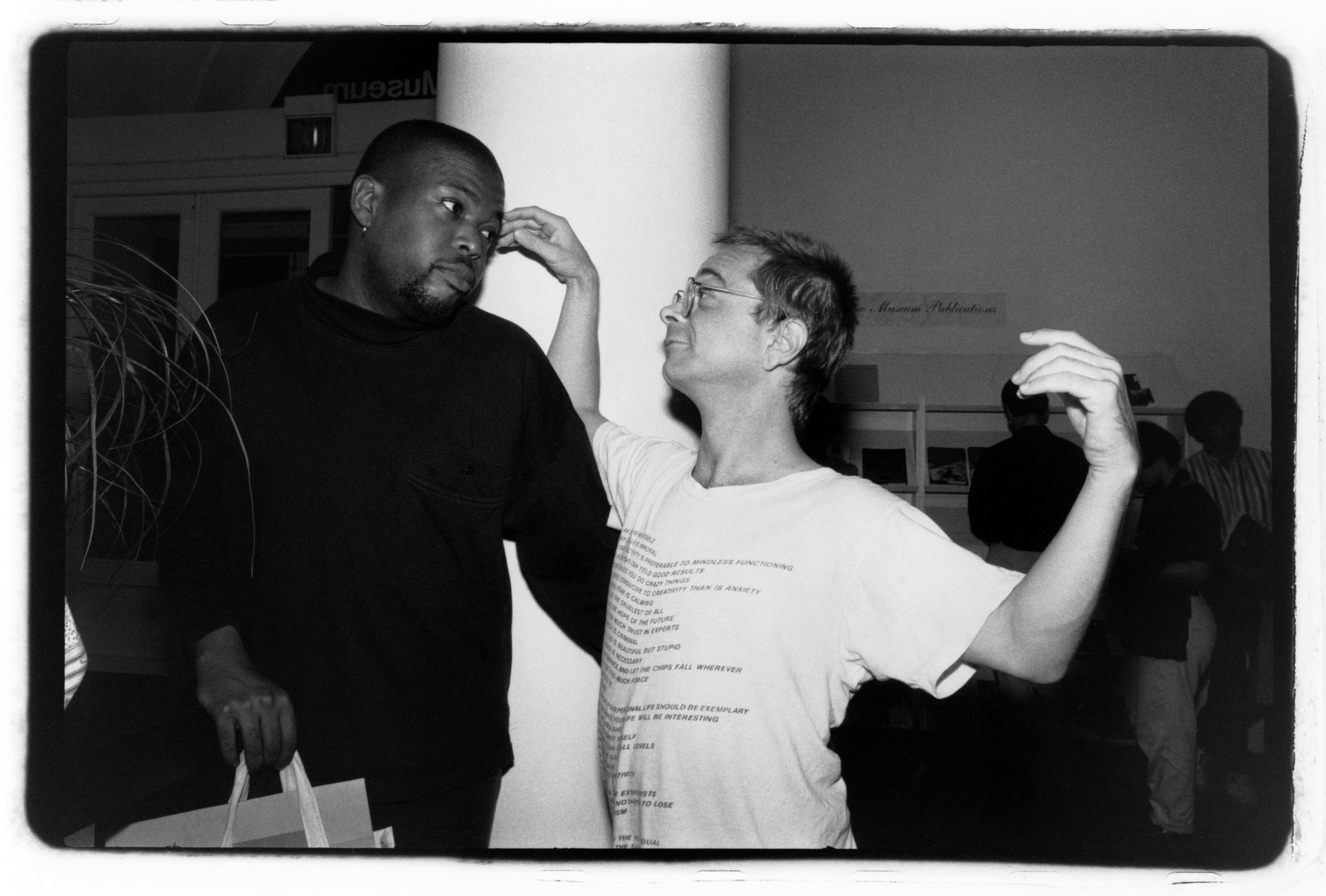 NEW YORK - 1980s: L-R: Writer Hilton Als and Village Voice art critic Gary Indiana in the late 1980s...