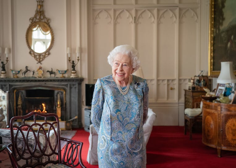 WINDSOR, ENGLAND - APRIL 28: Queen Elizabeth II attends an audience with the President of Switzerlan...