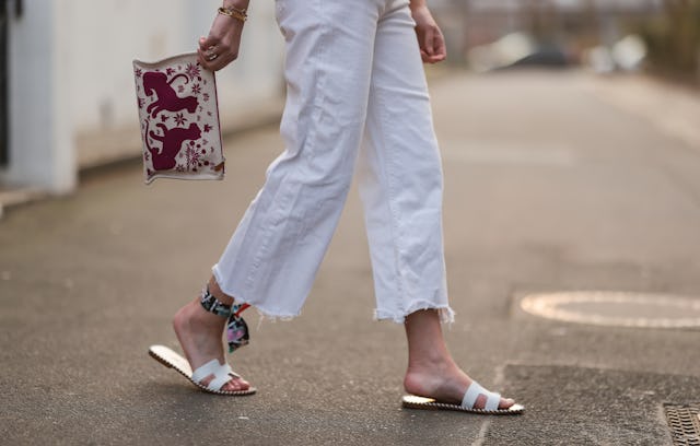 HAMBURG, GERMANY - MARCH 24: Yasmin von Schlieffen-Nannen wearing Mother white denim jeans, Hermes l...