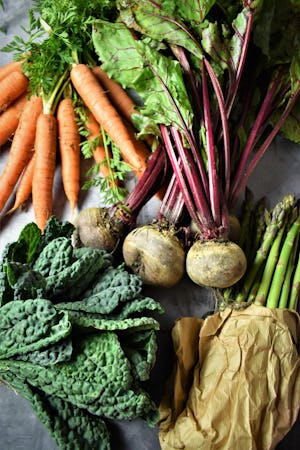 Organic fresh vegetables, top view