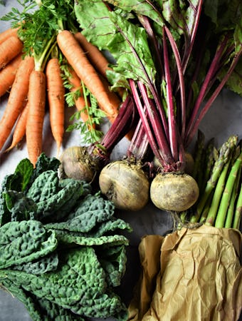Organic fresh vegetables, top view