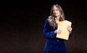 LAS VEGAS, NEVADA - APRIL 26: Director and actress Olivia Wilde speaks onstage during the Warner Bro...