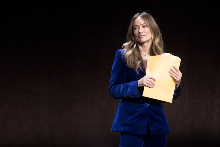 LAS VEGAS, NEVADA - APRIL 26: Director and actress Olivia Wilde speaks onstage during the Warner Bro...