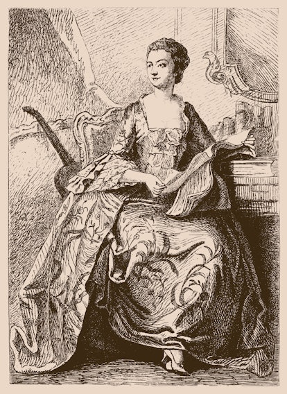 Illustration of a Jeanne Antoinette Poisson, Marquise de Pompadour (29 December 1721 – 15 April 1764...