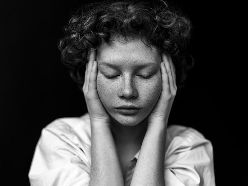 Black and white portrait of a sensual woman