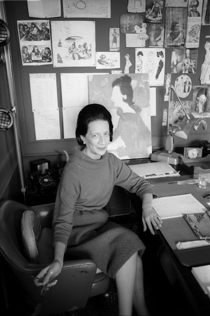 Diana Vreeland (1903-1989), Vogue magazine editor-in-chief in her office, New York May 1, 1963. (Pho...