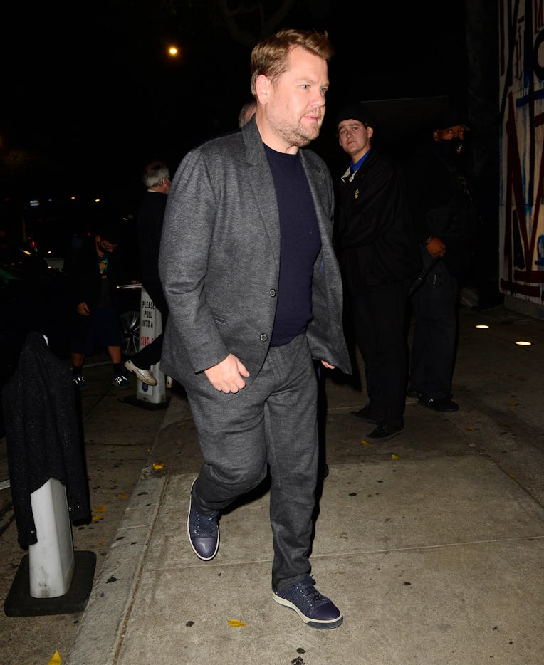 LOS ANGELES, CA - NOVEMBER 15: James Corden is seen on November 15, 2021 in Los Angeles, California...