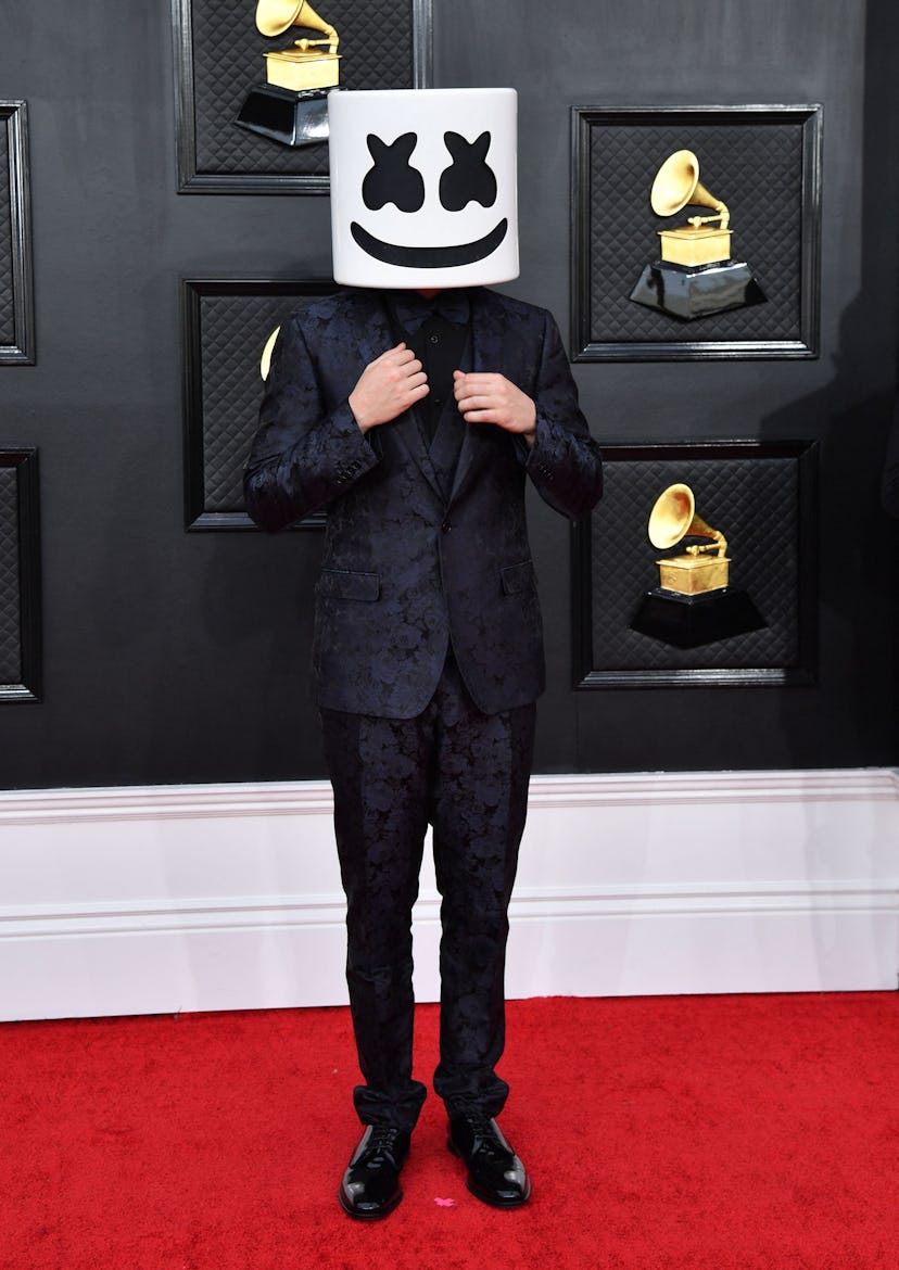 US DJ Marshmello arrives for the 64th Annual Grammy Awards at the MGM Grand Garden Arena in Las Vega...