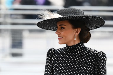 Britain's Catherine, Duchess of Cambridge arrives to attend a Service of Thanksgiving for Britain's ...