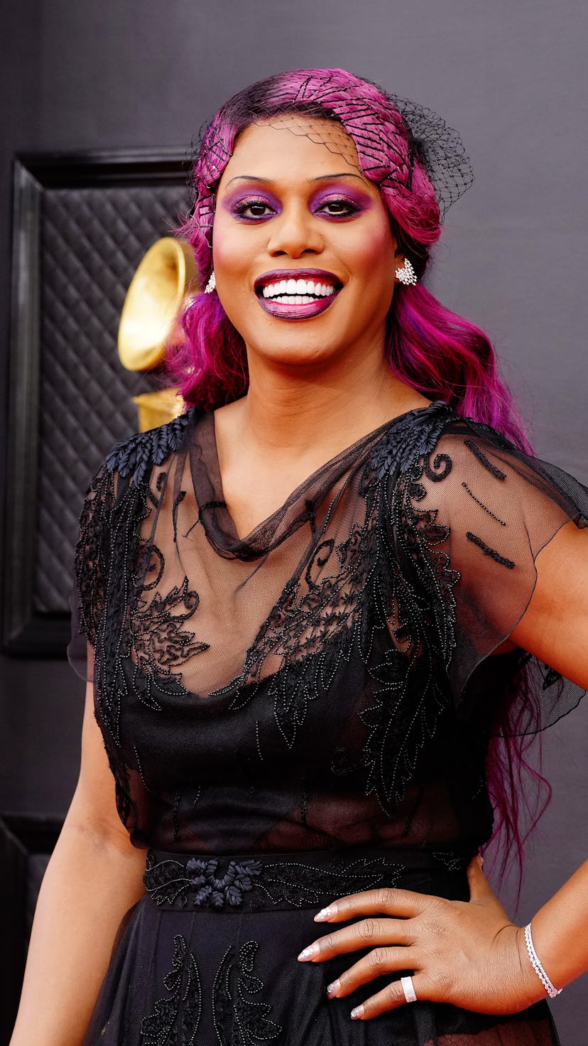 LAS VEGAS, NEVADA - APRIL 03: Laverne Cox attends the 64th Annual GRAMMY Awards at MGM Grand Garden ...