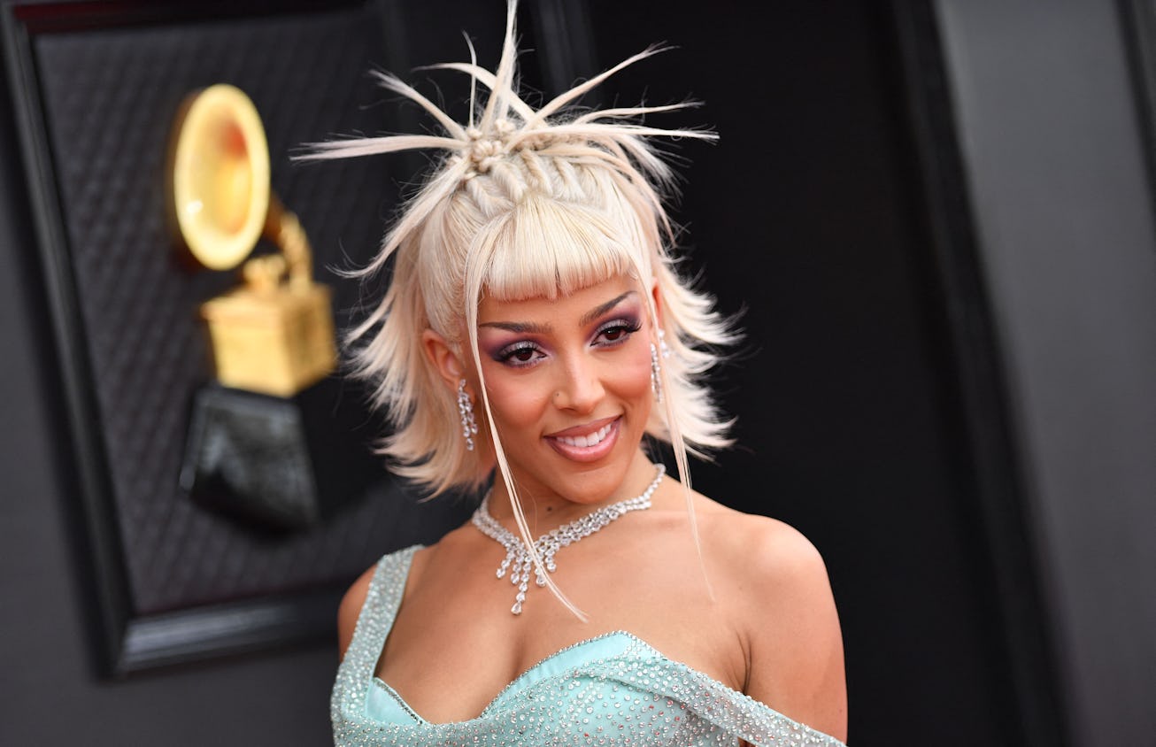 US rapper Doja Cat arrives for the 64th Annual Grammy Awards at the MGM Grand Garden Arena in Las Ve...