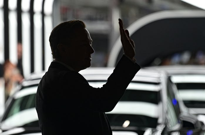 Tesla CEO Elon Musk waves as he attends the start of the production at Tesla's "Gigafactory" on Marc...