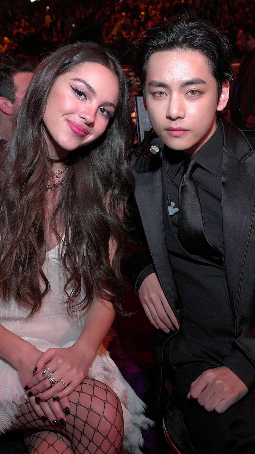 BTS' V and Olivia Rodrigo at the 2022 Grammys.