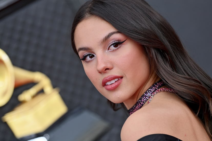 LAS VEGAS, NEVADA - APRIL 03: Olivia Rodrigo attends the 64th Annual GRAMMY Awards at MGM Grand Gard...