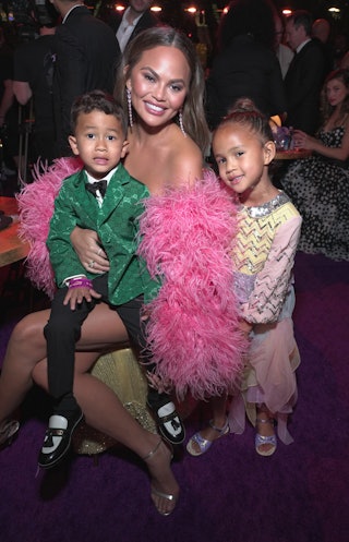 Chrissy Teigen and her kids Miles Stephens and Luna Stephens attended the 64th Annual Grammy Awards ...