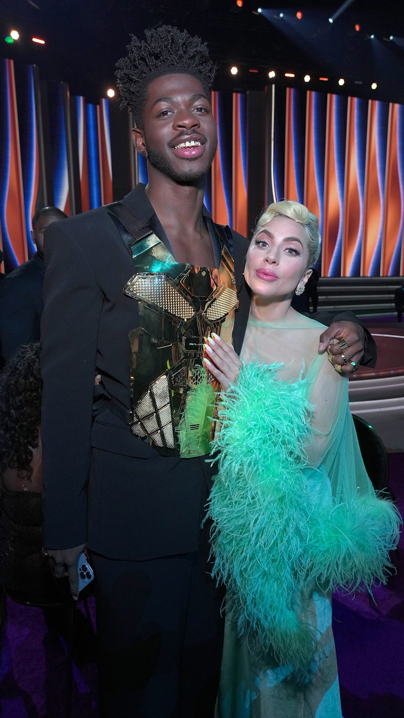 Lil Nas X and Lady Gaga at the 2022 Grammys.