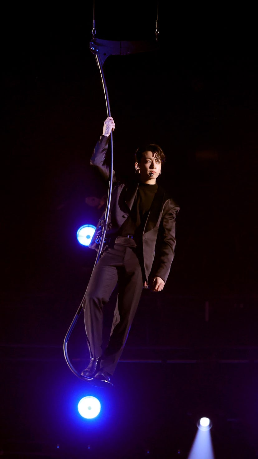 LAS VEGAS, NEVADA - APRIL 03: Jungkook of BTS performs onstage during the 64th Annual GRAMMY Awards ...