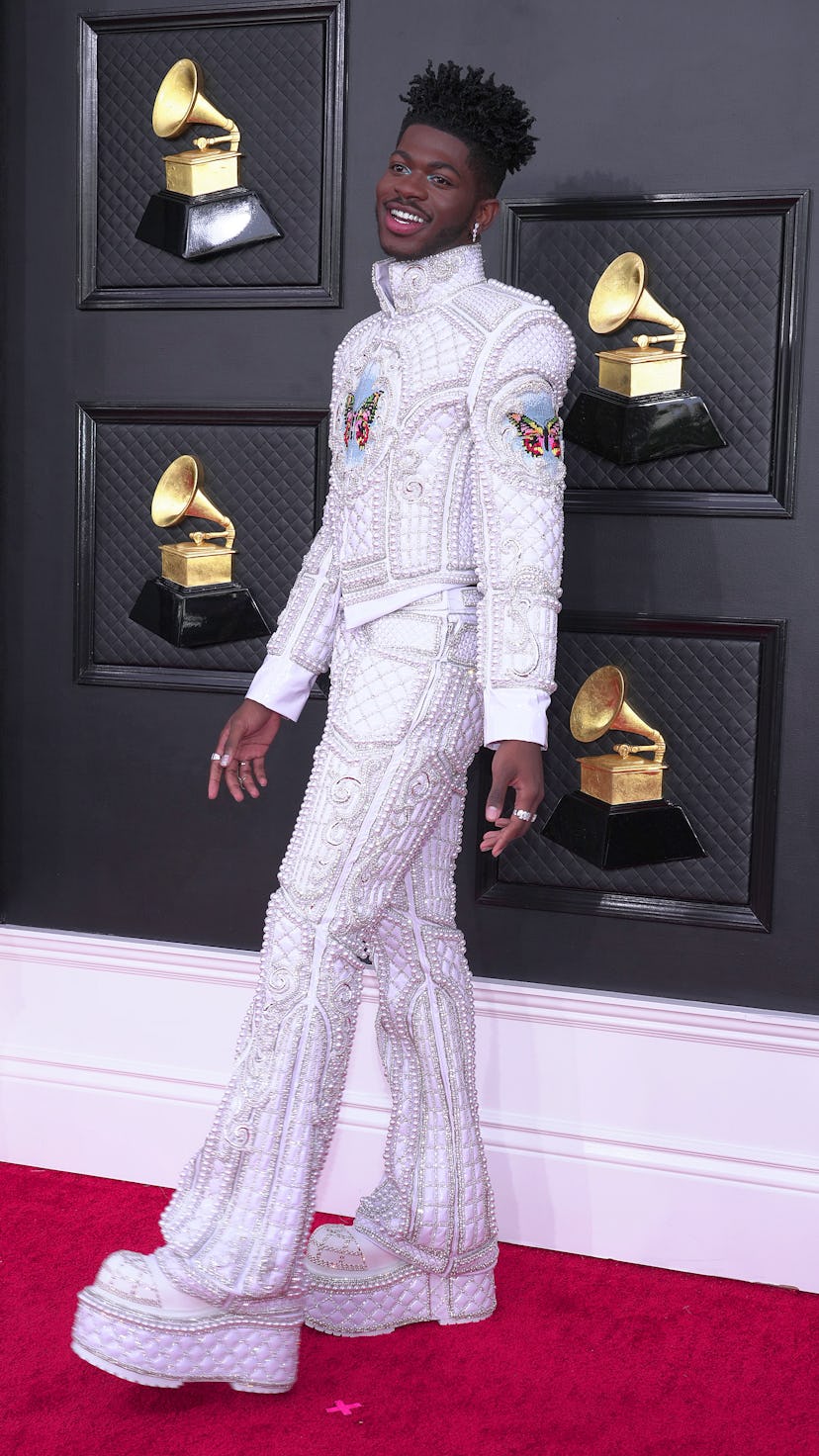 Lil Nas X on the 2022 Grammys red carpet.