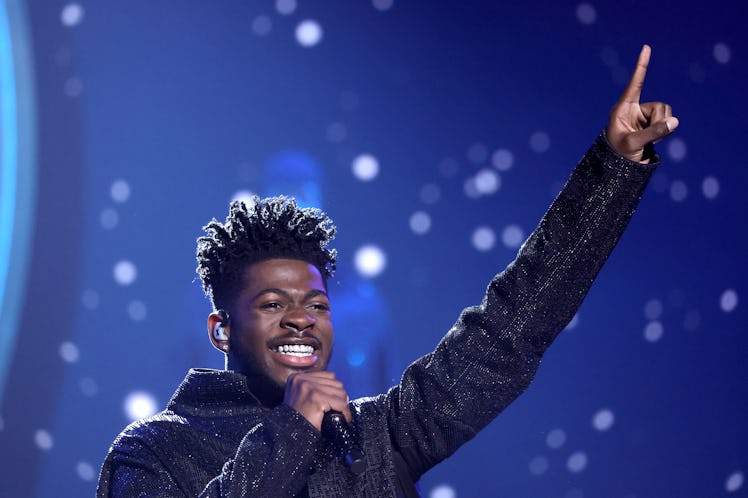 LAS VEGAS, NEVADA - APRIL 03: Lil Nas X performs onstage during the 64th Annual GRAMMY Awards at MGM...